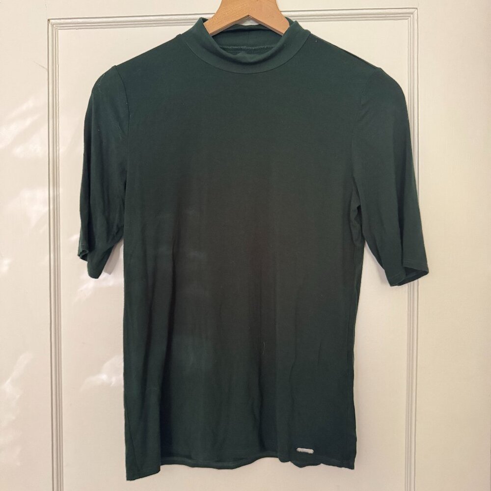 Calvin Klein Liquid Jersey Half Sleeve Mock Neck Top - S